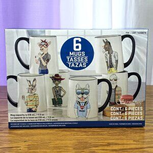 Hipster Animal Stoneware Coffee Mugs